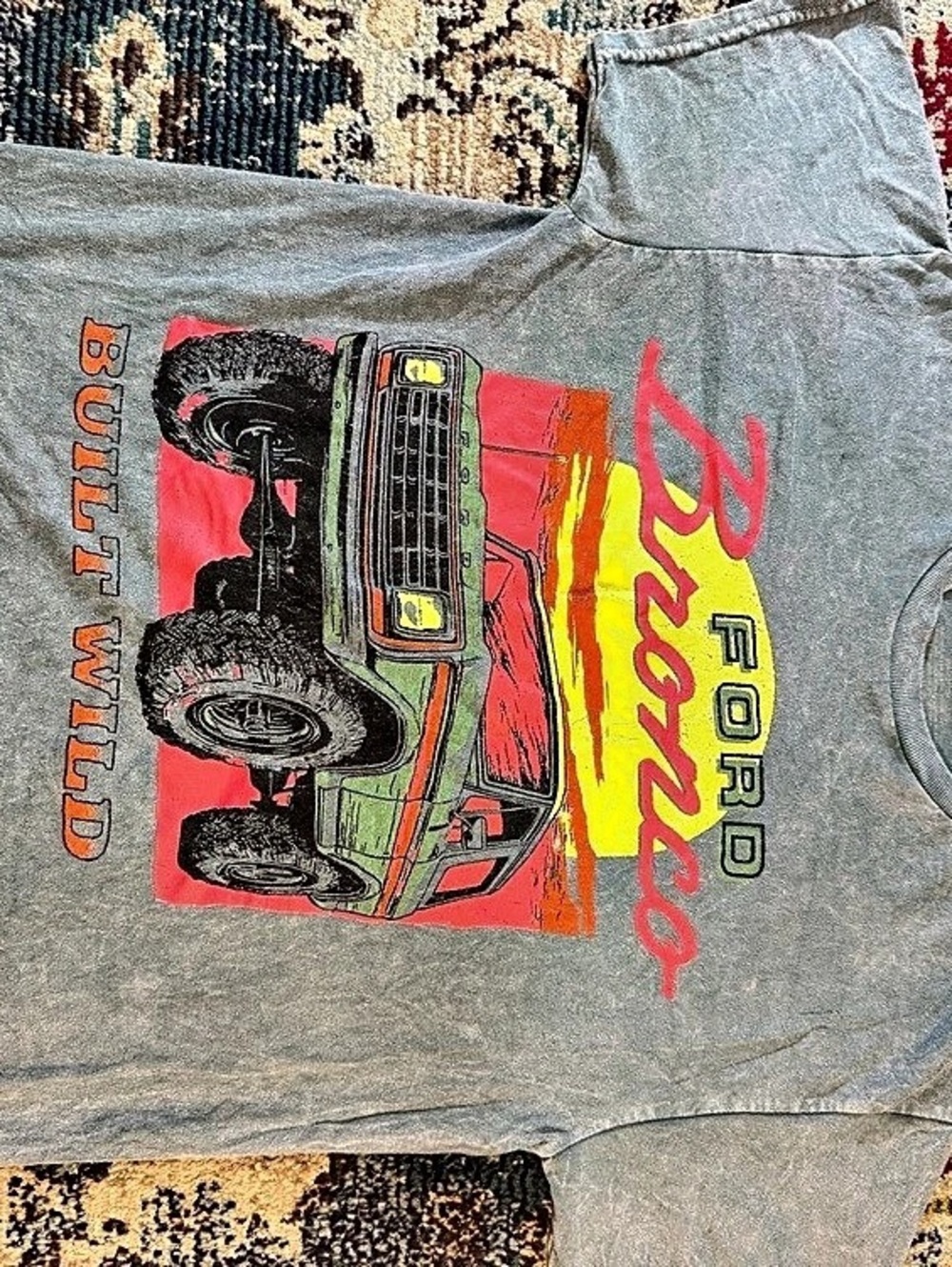Ford Bronco Built Wild Graphic T-Shirt Gray & Red